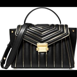 Micheal Kors Whitney striped quilted satchel bag